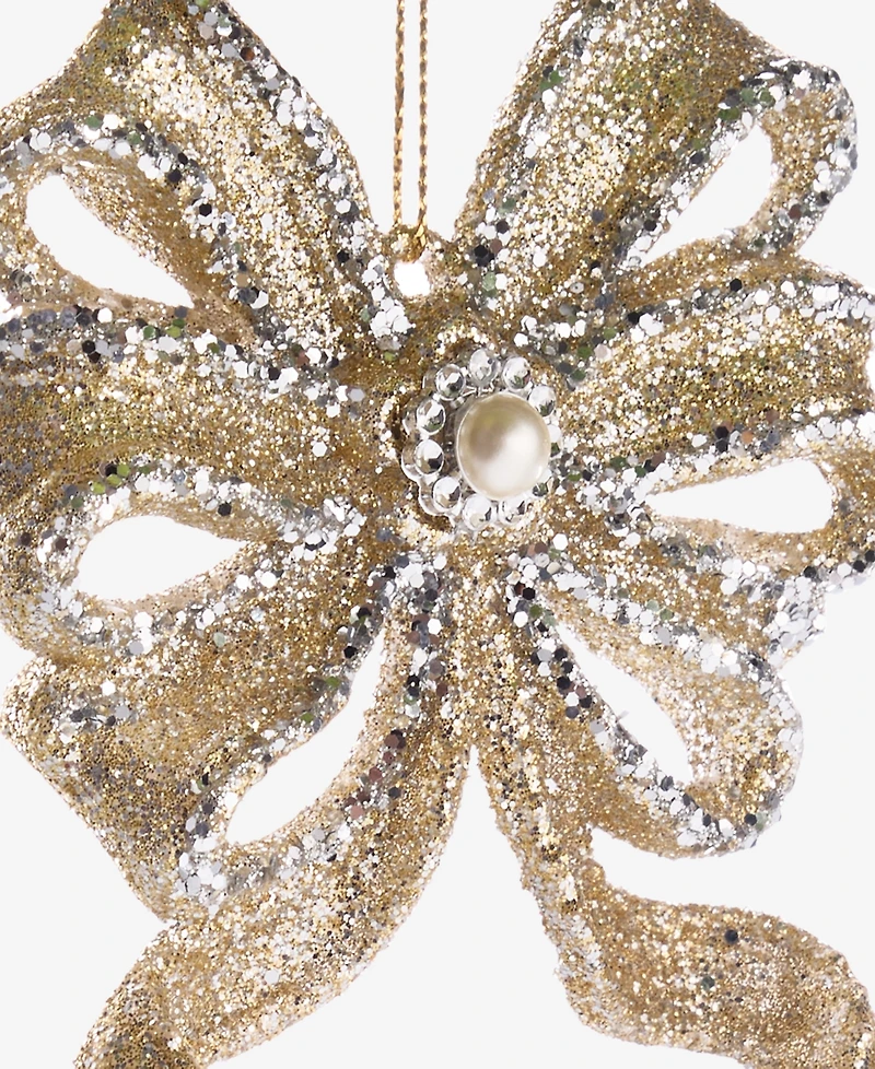 Holiday Lane Christmas Glitters Gold Bow Ornament, Macy's Exclusive