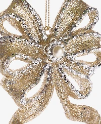 Holiday Lane Christmas Glitters Gold Bow Ornament, Macy's Exclusive