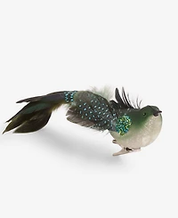Holiday Lane Enchanted Emerald Feathered Bird Clip Ornament, Macy's Exclusive