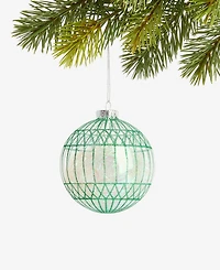 Holiday Lane Enchanted Emerald Green and Clear Glass Ball Ornament, Macy's Exclusive