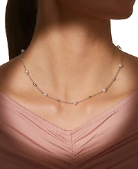 Eliot Danori Silver-Tone Imitation Pearl & Cubic Zirconia Bezel Station Necklace, 16" + 2" extender, Exclusively at Macy's