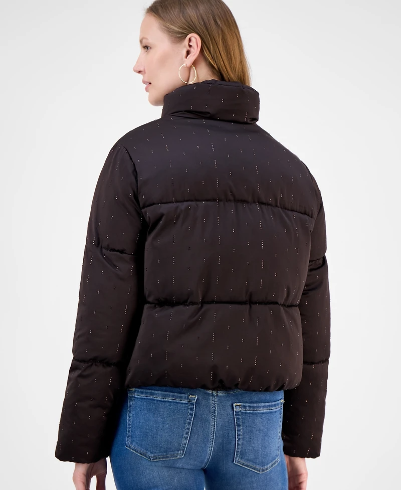 CeCe Women's Embellished Stand-Collar Puffer Jacket