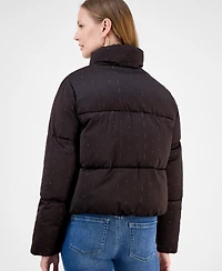 CeCe Women's Embellished Stand-Collar Puffer Jacket