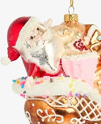 Holiday Lane Gingerbread Village Glass Santa's Sweet Sleigh Ornament, Macy's Exclusive