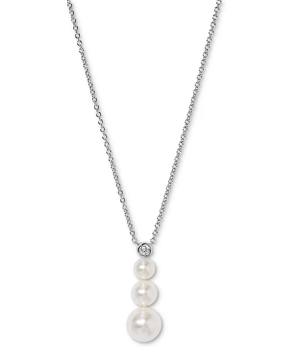 Eliot Danori Silver-Tone Imitation Pearl & Cubic Zirconia Maisie Graduated Pendant Necklace, 16" + 2" extender, Exclusively at Macy's