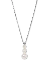 Eliot Danori Silver-Tone Imitation Pearl & Cubic Zirconia Maisie Graduated Pendant Necklace, 16" + 2" extender, Exclusively at Macy's