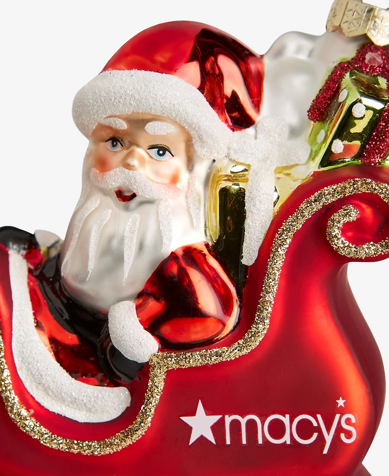 Holiday Lane Macy's Glass Santa's Sleigh Ornament, Macy's Exclusive