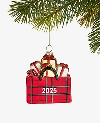 Holiday Lane Macy's Glass Plaid Gift Bag Ornament, Macy's Exclusive