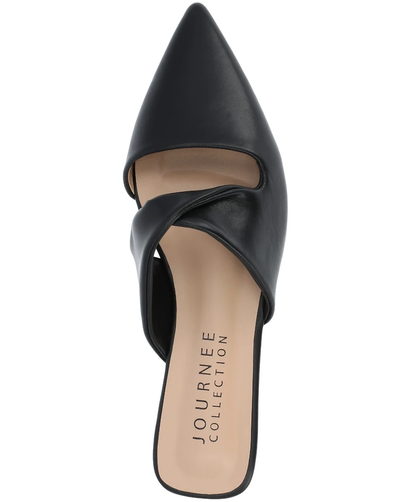 Journee Collection Women's Enniss Twist Cutout Pointed Toe Mules