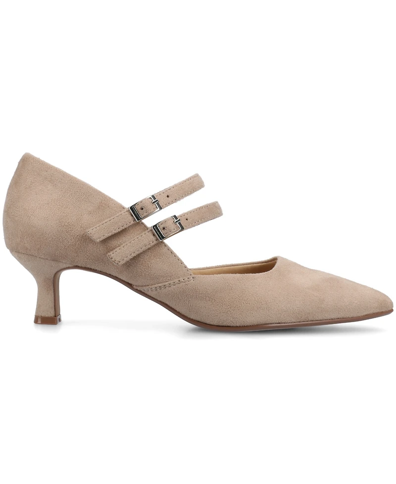 Journee Collection Women's Carnation Mary Jane Pointed Toe Comfort Pumps
