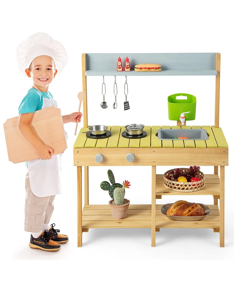 Backyard Pretend Play Toy Kitchen with Stove Top