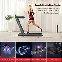 2-in-1 Electric Motorized Folding Treadmill with Dual Display, Speaker & Compact Design for Home Workouts
