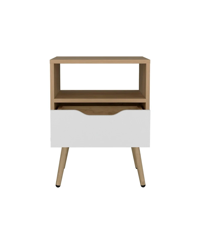 Speers Nightstand, 1 Drawer, 1 Shelf, Natural Oak / White