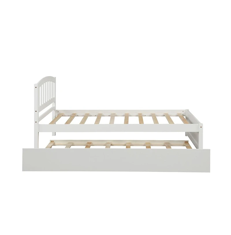 Space-Saving Bed with Trundle for Guest Room or Kids Room