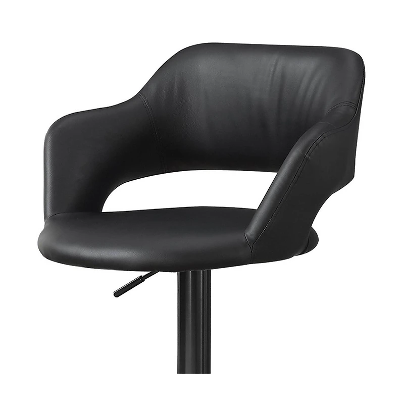 Faux Leather And Metal Low Back Adjustable Height Bar Chair