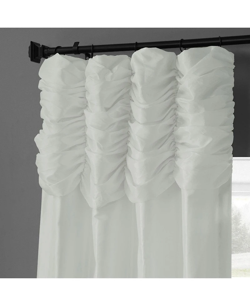 Half Price Drapes Eggshell Ruched Solid Faux Silk Taffeta Room Darkening Curtain