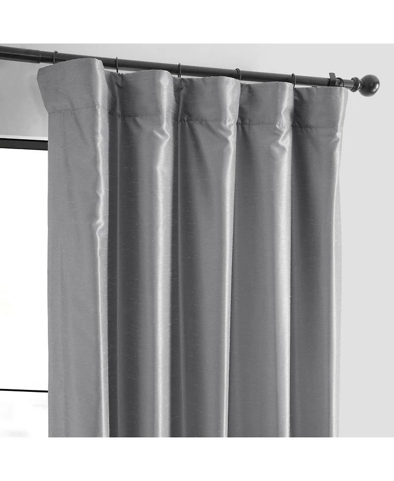 Half Price Drapes Storm Grey Vintage Textured Faux Dupioni Silk Curtain