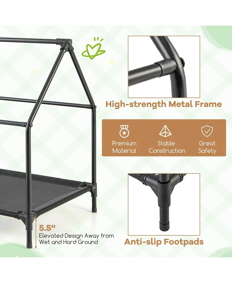 Elevated Pet House for Outdoors with Ventilated Windows – Waterproof and Comfortable Pet Shelter