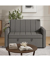 Duncan Modern Channel Tufted Upholstered Sleeper Sofa With Built-In Usb Port