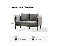 Vecent Modern Faux Leather-trimmed Fabric Sofa
