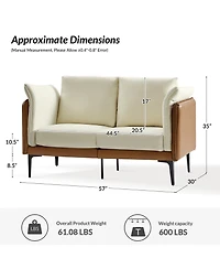 Vecent Modern Faux Leather-trimmed Fabric Sofa
