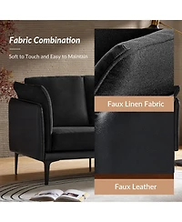 Vecent Modern Faux Leather-trimmed Fabric Sofa