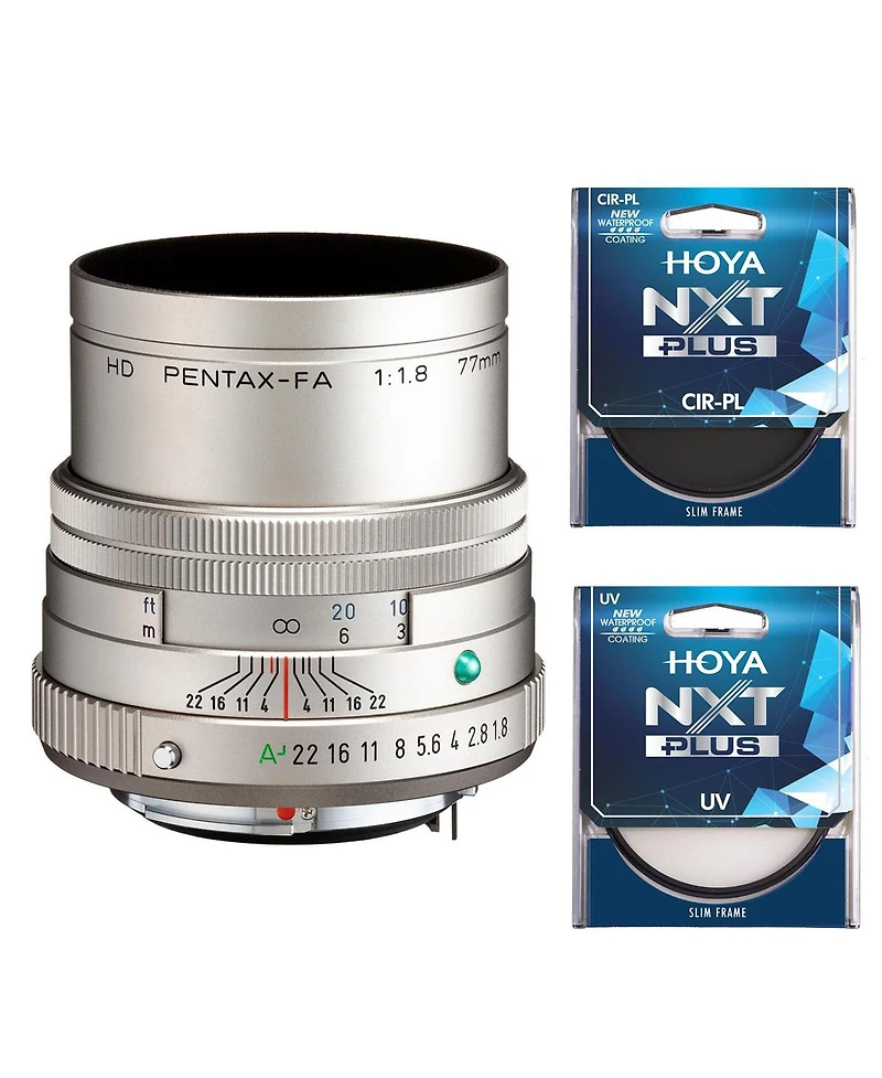 Pentax Hd Pentax-fa 77mm f/1.8 Limited Lens, Silver, Bundle with Hoya 49mm Uv+Cpl Filter Kit