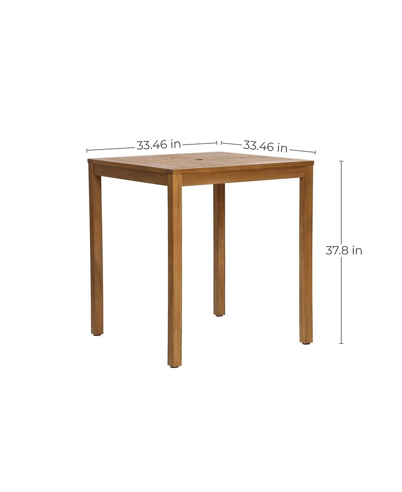 LuxenHome Outdoor Acacia Wood 37-Inch Counter Height 4-Person Dining Table