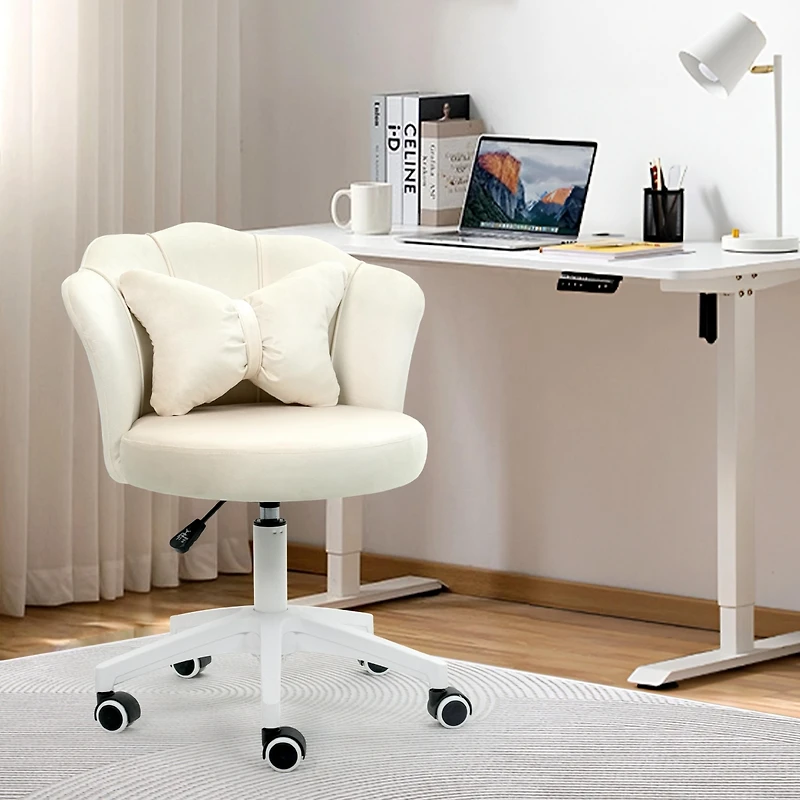 Dyhome Modern Velvet Task Chair 360 Swivel Adjustable Height Office Chair