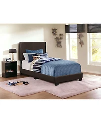 Solid Wood Twin Upholstered Faux Leather Bed Frame