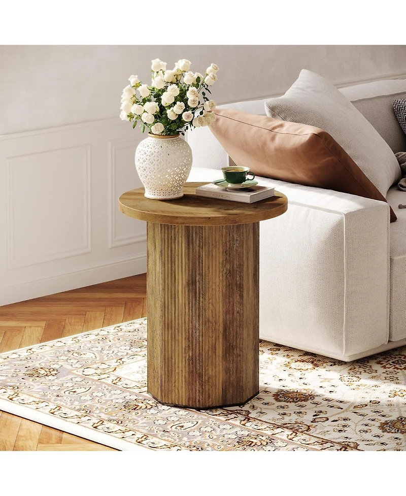 Tribesigns Round End Table for Living Room, Industrial Circle Side Table, Narrow Nightstand for Small Spaces, Living Room, Bedroom