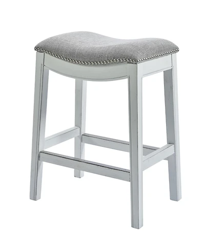 Upholstered And Solid Wood Backless Bar Height Bar Chair