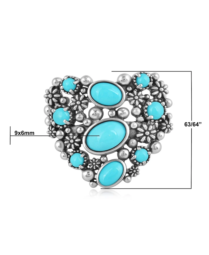 Sterling Silver Sleeping Beauty Turquoise Heart Ring
