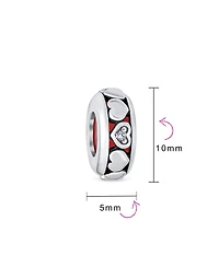 Bling Jewelry Set of 2 Valentine Lovers Eternity Hearts Charm Bead Sterling Silver