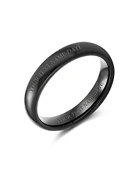Bling Jewelry Basic Plain Simple Dome Classic Black Rose Gold Plated Titanium Band Ring Comfort Fit 4MM
