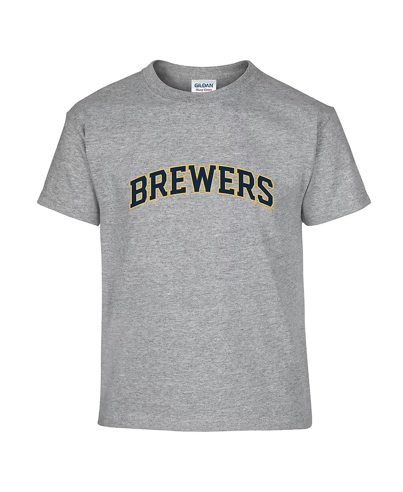 Soft As A Grape Big Boys and Girls 2-Pack Navy/Heather Gray Milwaukee Brewers T-Shirt Set