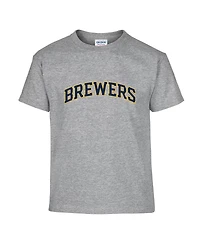 Soft As A Grape Big Boys and Girls 2-Pack Navy/Heather Gray Milwaukee Brewers T-Shirt Set