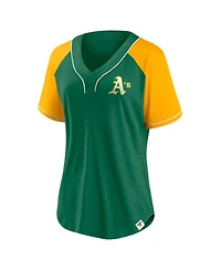 Fanatics Women's Green Oakland Athletics Cooperstown Collection Bunt Raglan V-neck T-Shirt