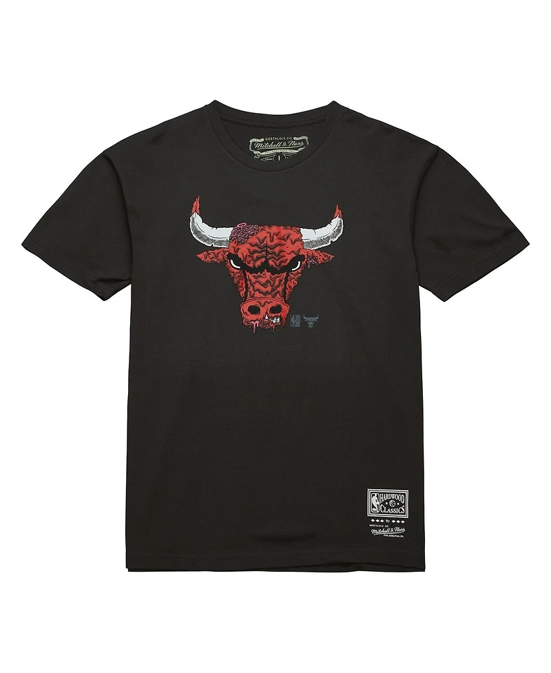 Mitchell & Ness Men's Black Chicago Bulls Hardwood Classics Deconstructed T-Shirt