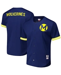 Mitchell & Ness Men's Navy Michigan Wolverines Game Time Vintage Mesh Button Front Top