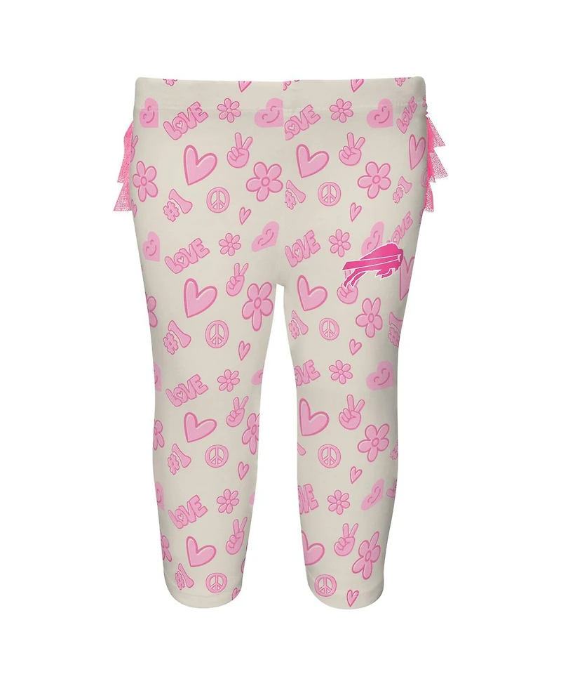 Outerstuff Baby Boys and Girls 2 Piece White/Pink Buffalo Bills All The Love Bodysuit and Pants Set