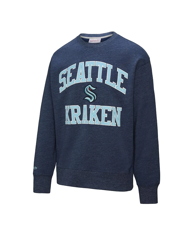 Mitchell & Ness Men's Navy Seattle Kraken Playoff Win Fleece Pullover Sweatshirt