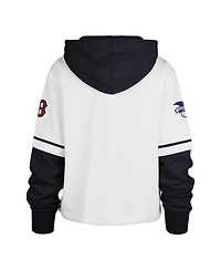 '47 Brand Women's White Boston Red Sox Trifecta Shortstop Cropped Pullover Hoodie