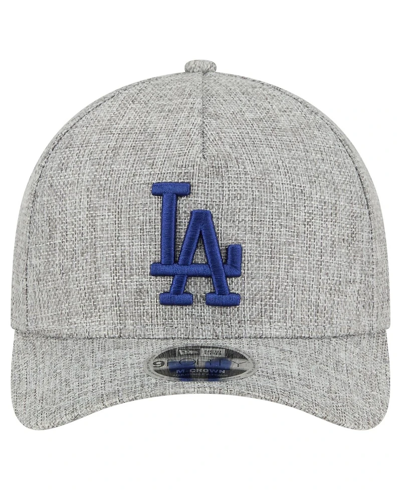 New Era Men's Gray Los Angeles Dodgers Cotton Weave M-Crown A-Frame 9FORTY Adjustable Hat