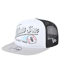 New Era Men's White/Gray Chicago White Sox Retro Script Trucker 9FIFTY Snapback Hat