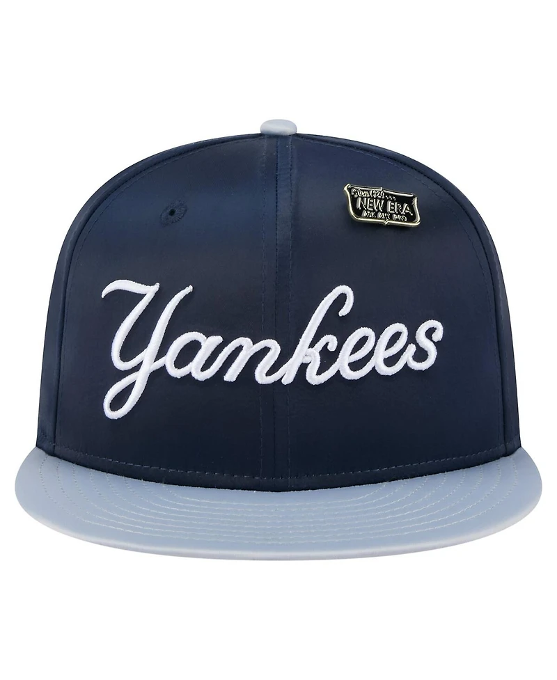 New Era Men's Navy/Gray York Yankees Satin 59FIFTY Fitted Hat