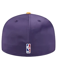 New Era Men's Purple/Gold Los Angeles Lakers Throwback Satin Vintage Pin Two-Tone 59FIFTY Fitted Hat