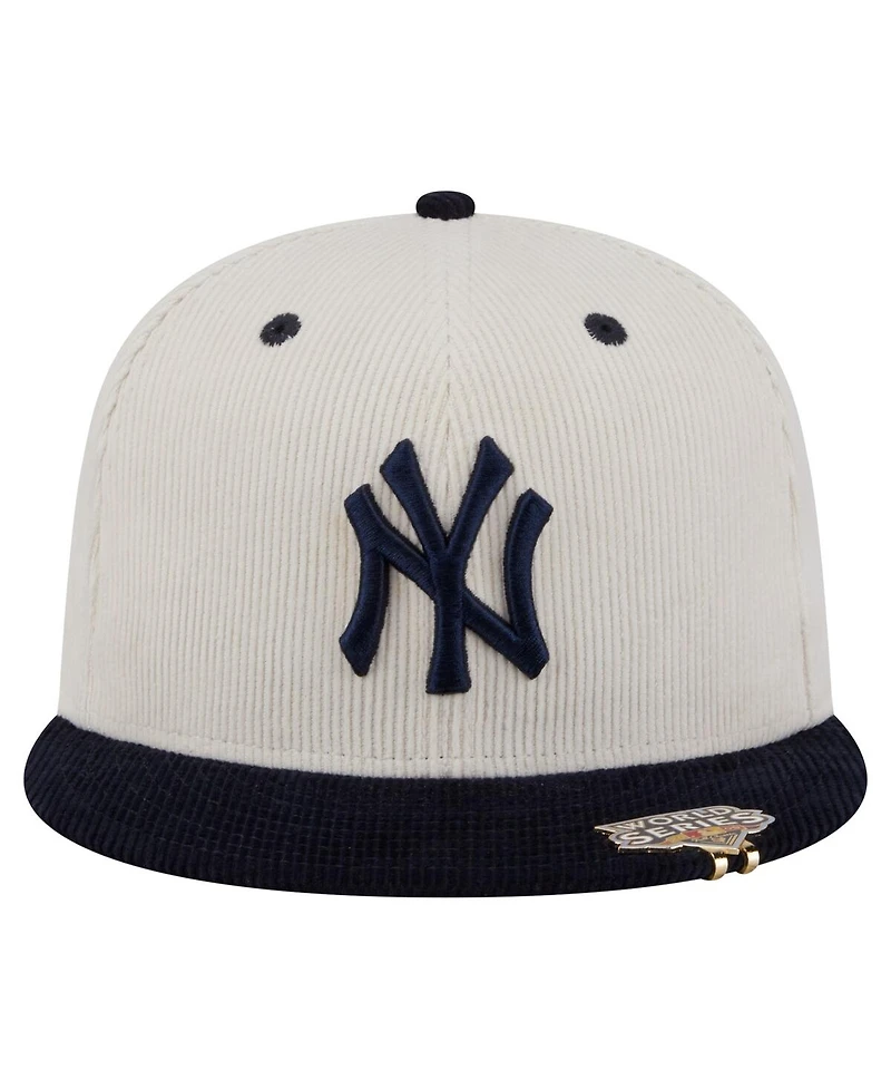 New Era Men's Cream/Navy York Yankees Two-Tone Corduroy 59FIFTY Fitted Hat