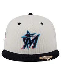 New Era Men's Cream/Black Miami Marlins Two-Tone Corduroy 59FIFTY Fitted Hat