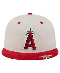 New Era Men's Cream/Red Los Angeles Angels Two-Tone Corduroy 59FIFTY Fitted Hat